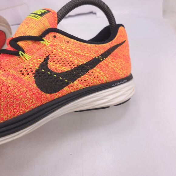 Nike Flyknit Lunar 3 Athletic Training Shoe Womens Size 7 698182-700 Orange - Picture 8 of 10